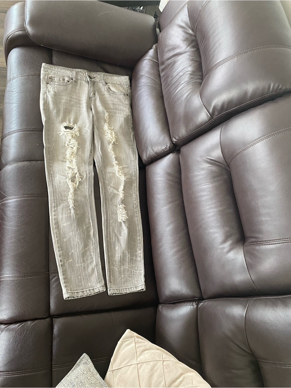 2.1 Denim Distressed Ripped Skinny Jeans Gray Size 29